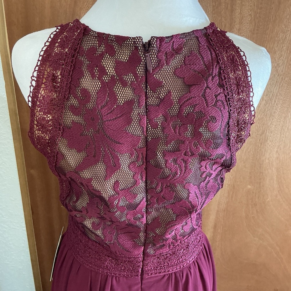 Lulus Forever Always Burgundy Lace Maxi Formal Wedding Dress Size L NEW W/‎ TAGS - Picture 6 of 15
